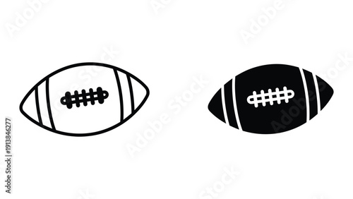 Black and white American footballs isolated on white background