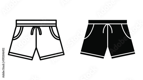 Black and white swim shorts illustration