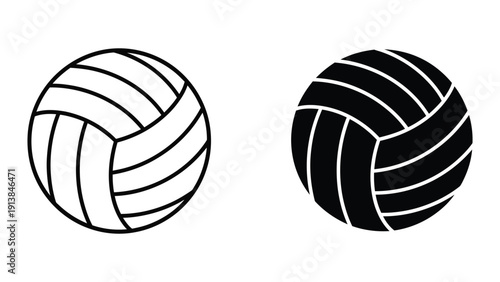 Black and white volleyballs on white background