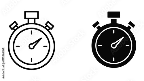 Stopwatch icons in black and white