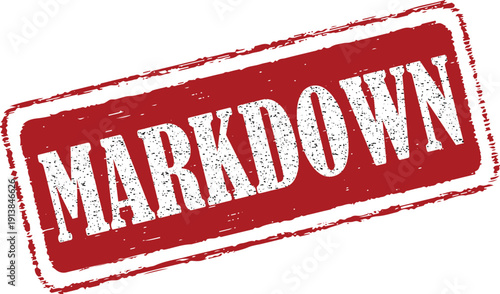 Red stamp with markdown text for sales and discounts