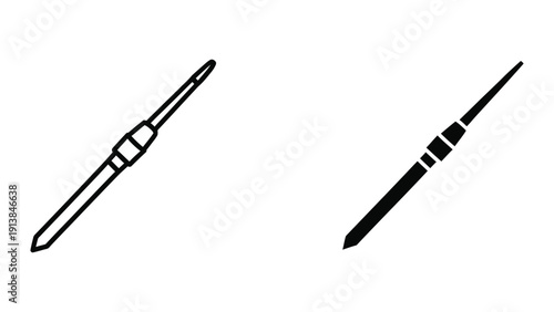 Black and white illustration of two screwdrivers on white background