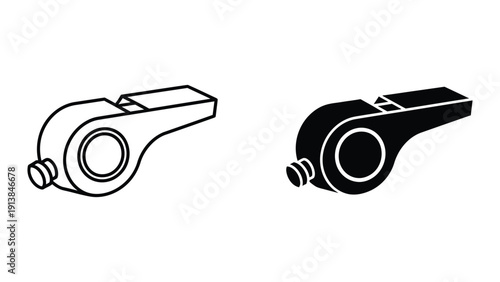 Whistle illustrations in black and white