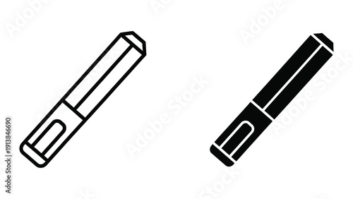 Two simple line drawings of cylindrical objects with end caps