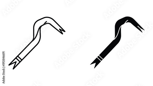 Black and white illustration of two garden forks on white background