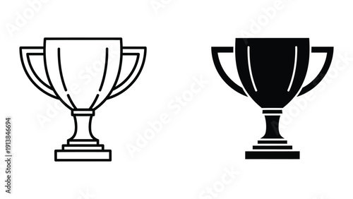 Trophy icons, black and white, vector illustration