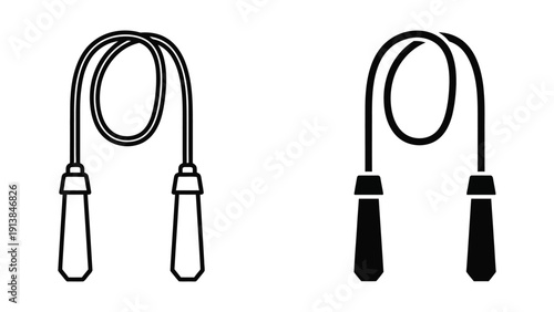 Simple black and white illustration of two jump ropes