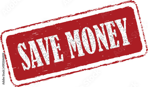 Vibrant red save money stamp for financial savings and discounts