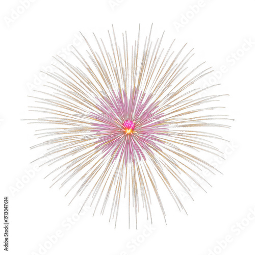 Celebration event firework burst with pink and gold radiating sparks for festive occasion promotion and holiday announcement materials in entertainment industry anniversary campaign