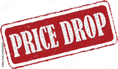 Bold price drop announcement with distressed red stamp