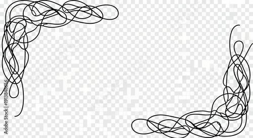 Abstract Black Scribble Frame in Modern Minimalist Style with Transparent Background for Graphic Design