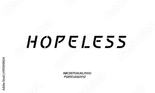 This stencil font features strong, clean letterforms with clear cut-out details. 