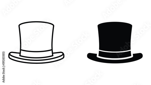 Top hats in black and white