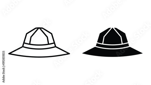 Simple black and white bucket hat illustration