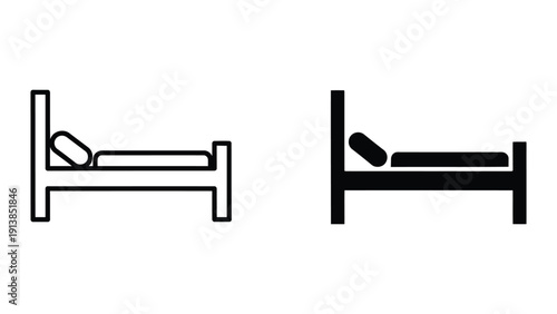 Simple bed icons in black and white