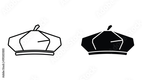 Simple black and white illustration of a hat