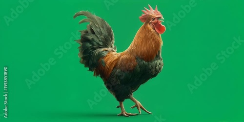 Wallpaper Mural Rooster Isolated on Green Screen Background Torontodigital.ca