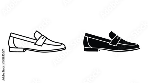 Black and white illustration of loafers