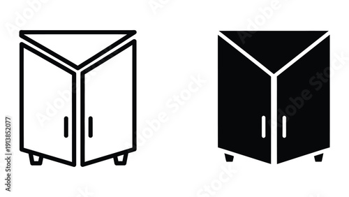 Simple cabinet icons in black and white