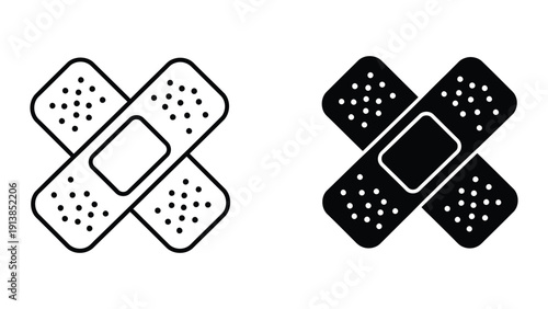 Band-Aid Icons in Black and White