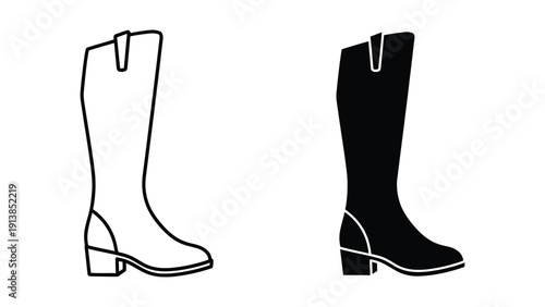 Black and white cowboy boots illustration