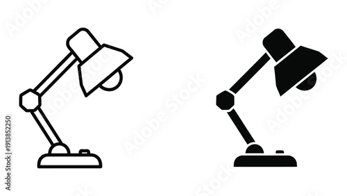 Desk lamps simple line icons