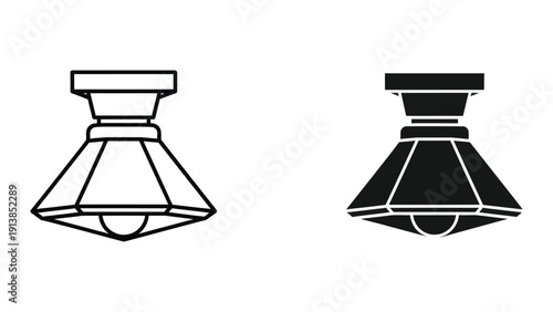 Simple black and white illustration of ceiling light fixtures