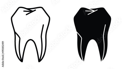 Tooth outline and filled tooth icon