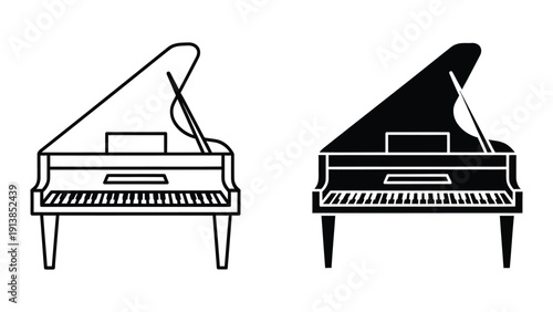 Grand Piano Outline and Silhouette