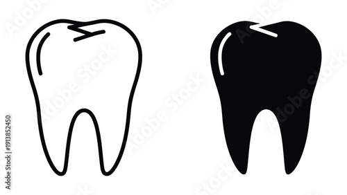 Tooth illustration, healthy and decayed
