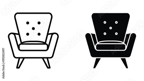 Modern armchair icons in black and white
