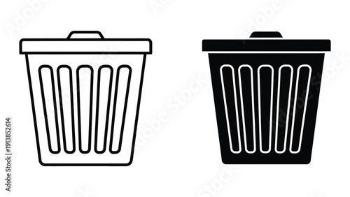 Trash Can Icons in Black and White