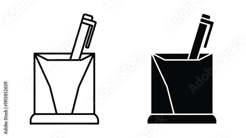 Pen holder with pen outline and silhouette