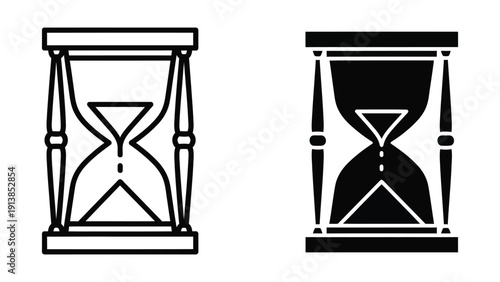 Hourglass icons in outline and solid style