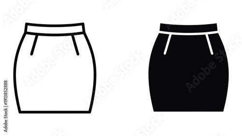 Simple line drawing of two pencil skirts
