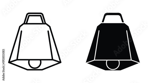 Simple black and white cowbell illustration