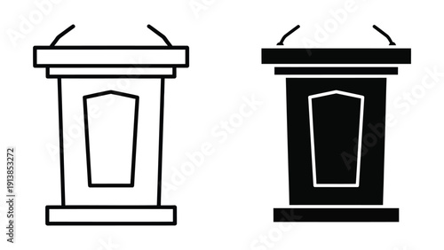 Two podiums with microphones