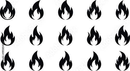 Fifteen black flame icons are arranged in three rows.