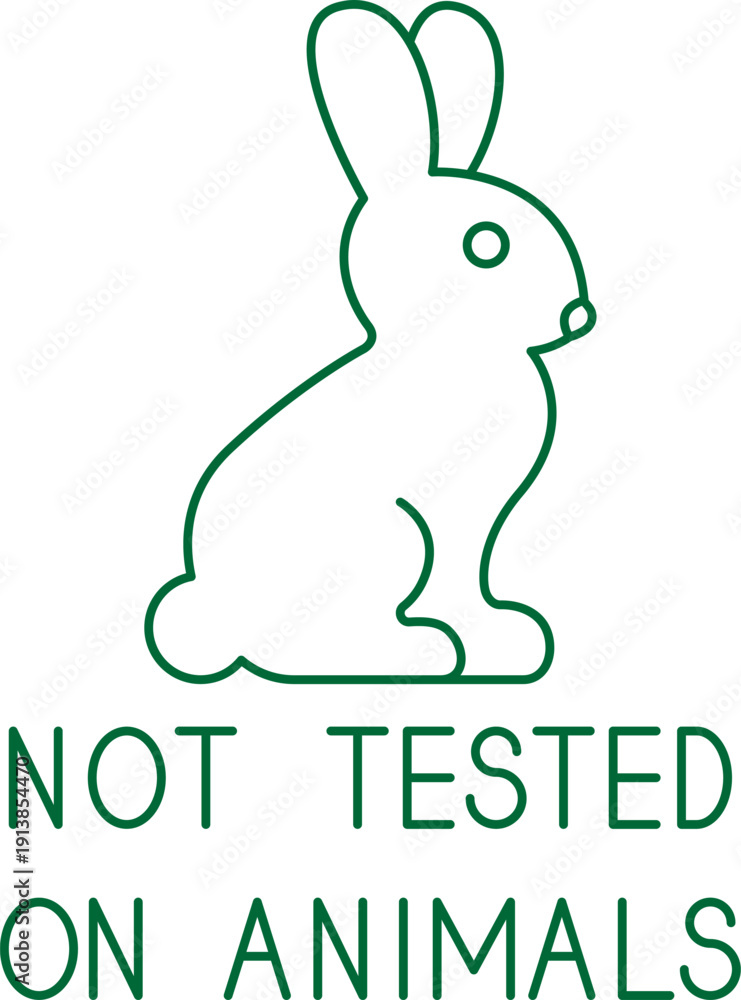 Fototapeta premium Vector rabbit icon with not tested on animals caption, editable stroke