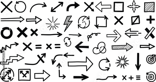 Hand drawn arrows show direction and movement options.