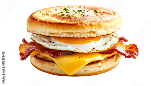 Sausage Egg English Muffin Breakfast Sandwich Illustration