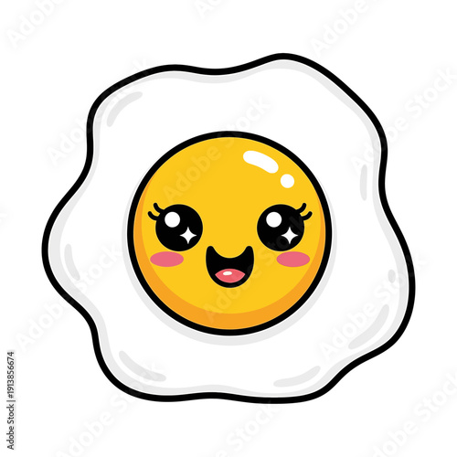 A cheerful cartoon egg with a smiley face is depicted in a simple illustration.