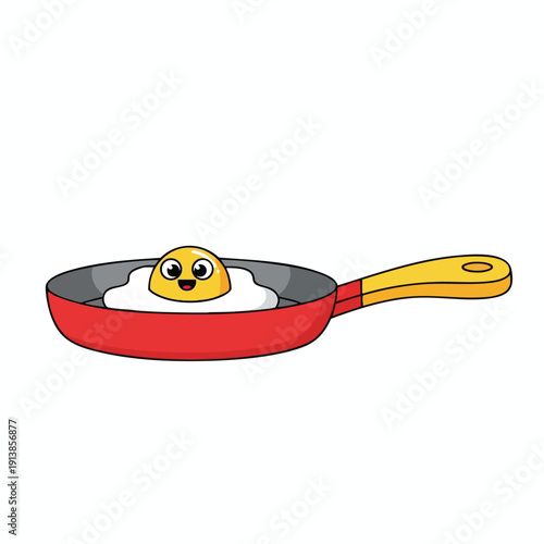 Egg in a Frying Pan with Cartoon Face