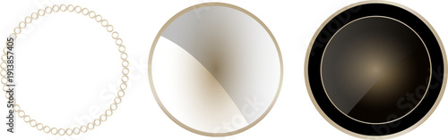 繊細なゴールドリング装飾と光沢グラデーションが映える円形フレームコレクション｜透過スペース付き高級感あふれるラウンドバナー背景素材セット