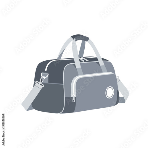 Gray Gym Bag with Shoulder Strap and Pockets