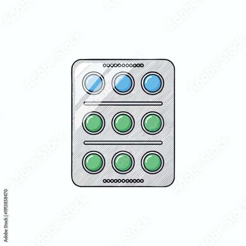 Medical Pill Blister Pack with Empty and Full Compartments