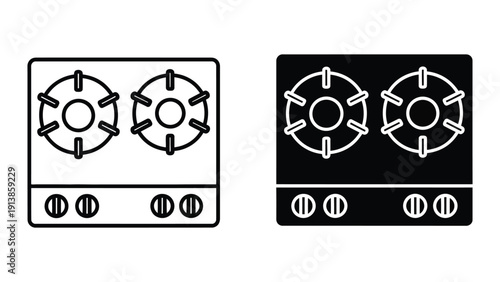 Stove top icons, black and white