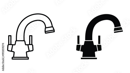 Faucet icon in black and white