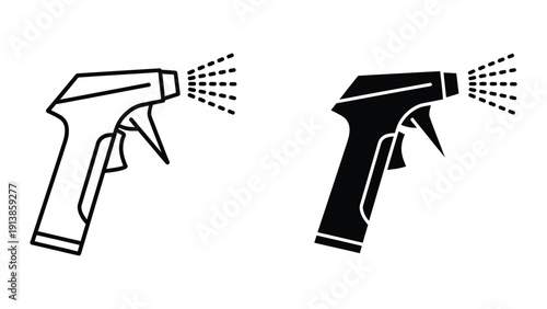Black and white spray gun illustrations