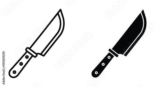 Black and white kitchen knives illustration